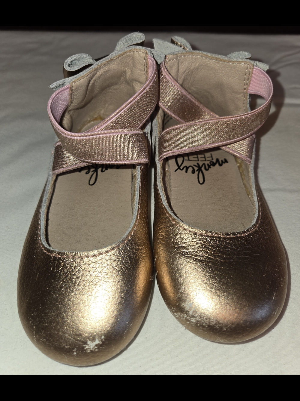 Monkey Feet Rose Gold Mary Jane Shoes with Pink Strap SZ 12 - 18M